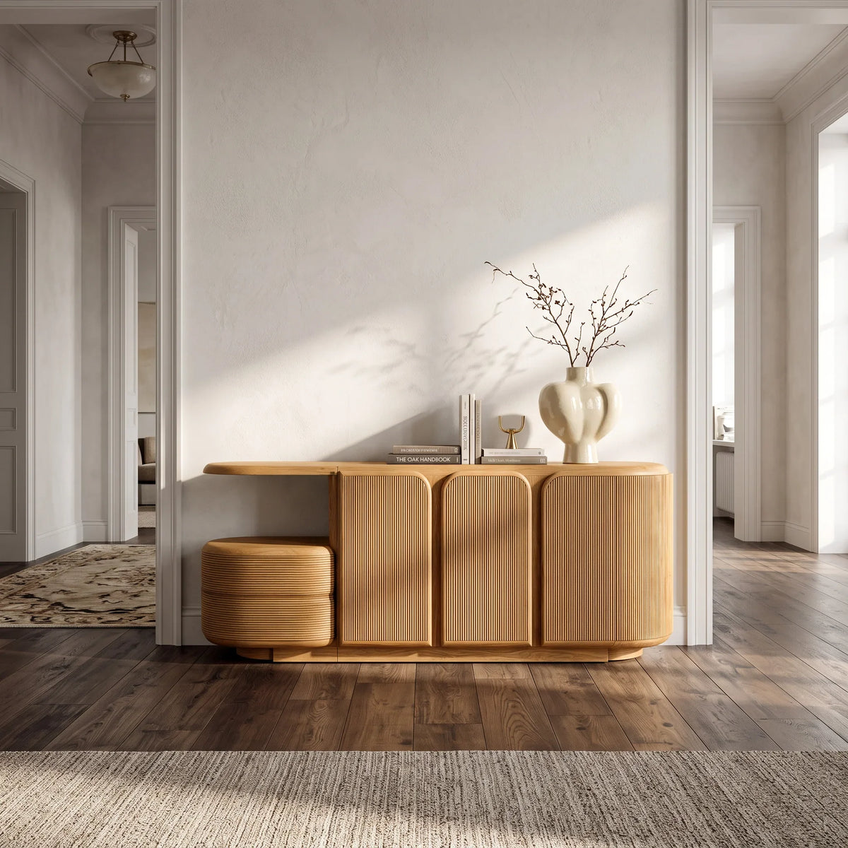 Modern Fluted Cabinet Sideboard For Hallway