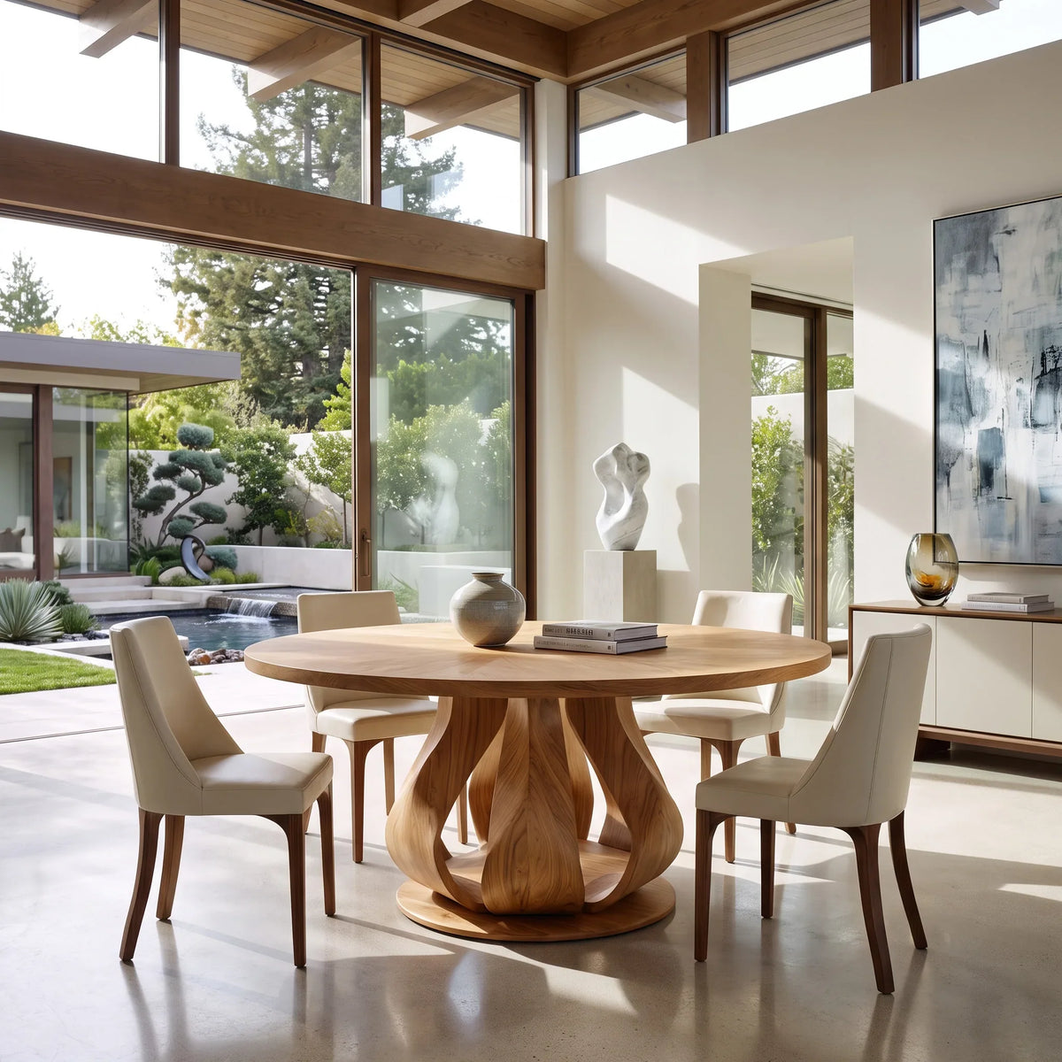 Modern Petal Base Round Dining Table For Dining Room