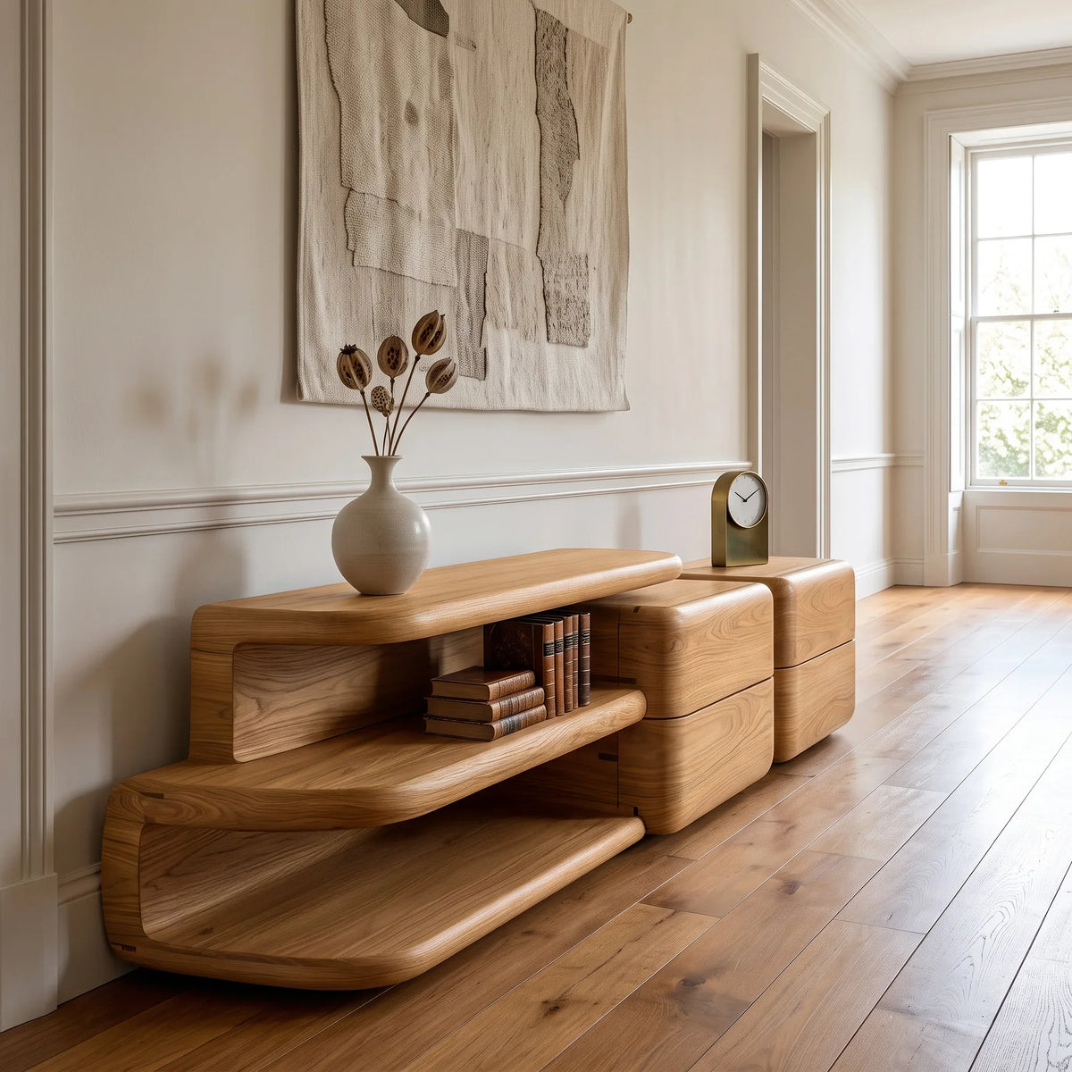 Modern Curved Storage Sideboard For Dining Room