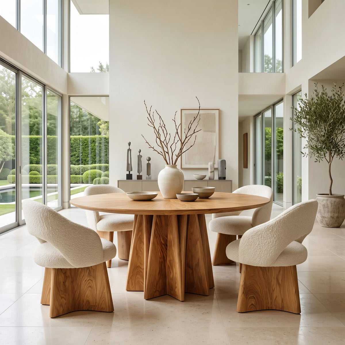 Contemporary Architectural Base Round Dining Table For Dining Room