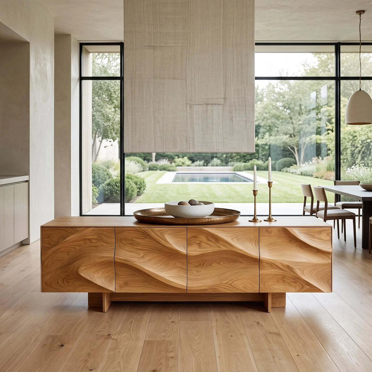 Contemporary Sculptural Wave Sideboard For Dining Room