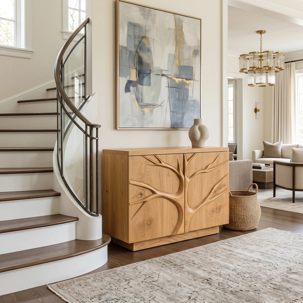 Contemporary Tree Relief Cabinet For Entryway