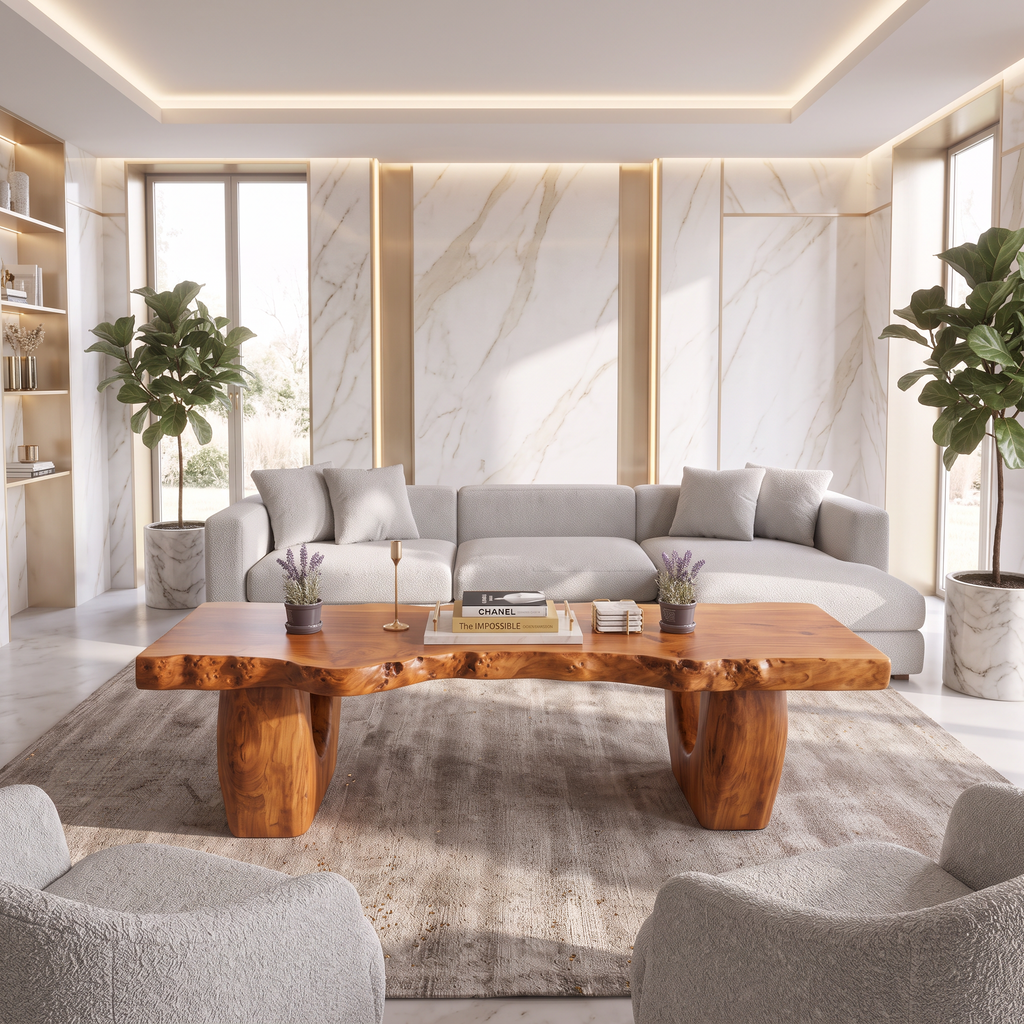 Modern Coffee Table With Open Hollow Legs And Clean Profile For Lounge