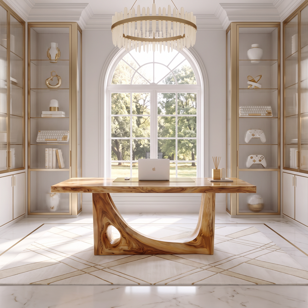 Modern Standing Desk With Natural Grain Surface For Office