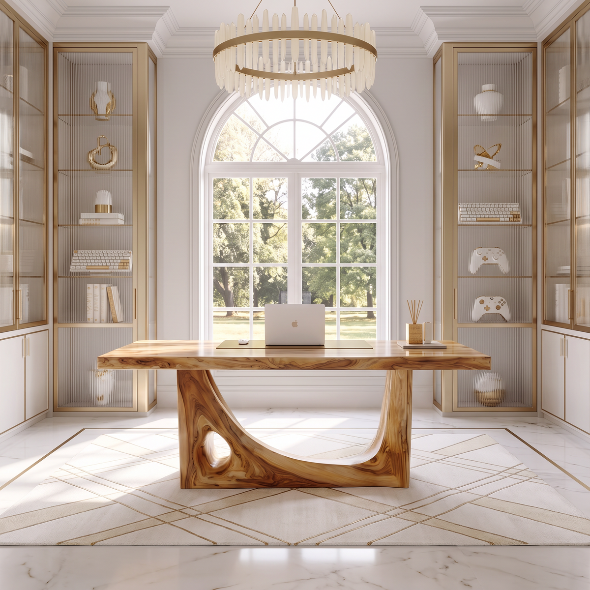 Modern Standing Desk With Natural Grain Surface For Office