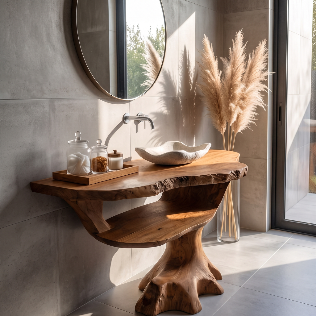 Contemporary Halloween Single Bathroom Vanity With Sculptural Branch Support For Bathroom