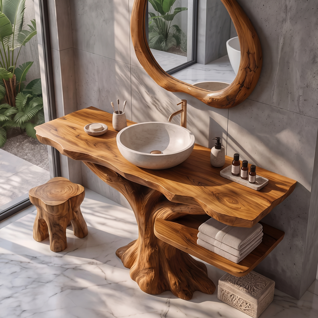 Gothic Halloween Bathroom Vanity With Lower Display Shelf For Bathroom