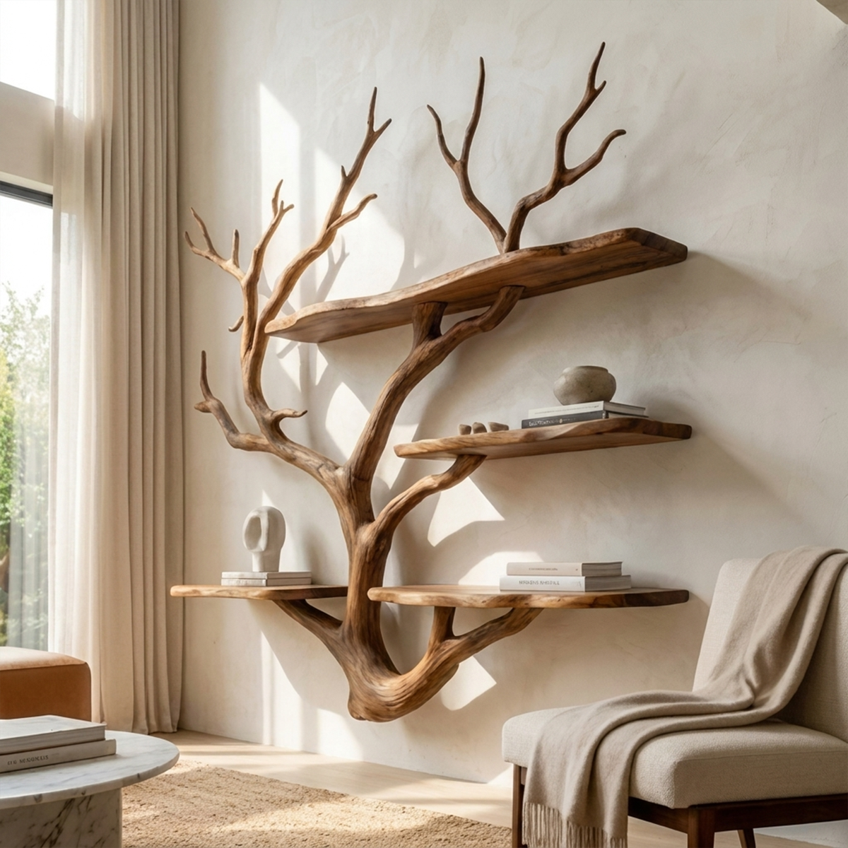 Sculptural Tree Wall Shelf
