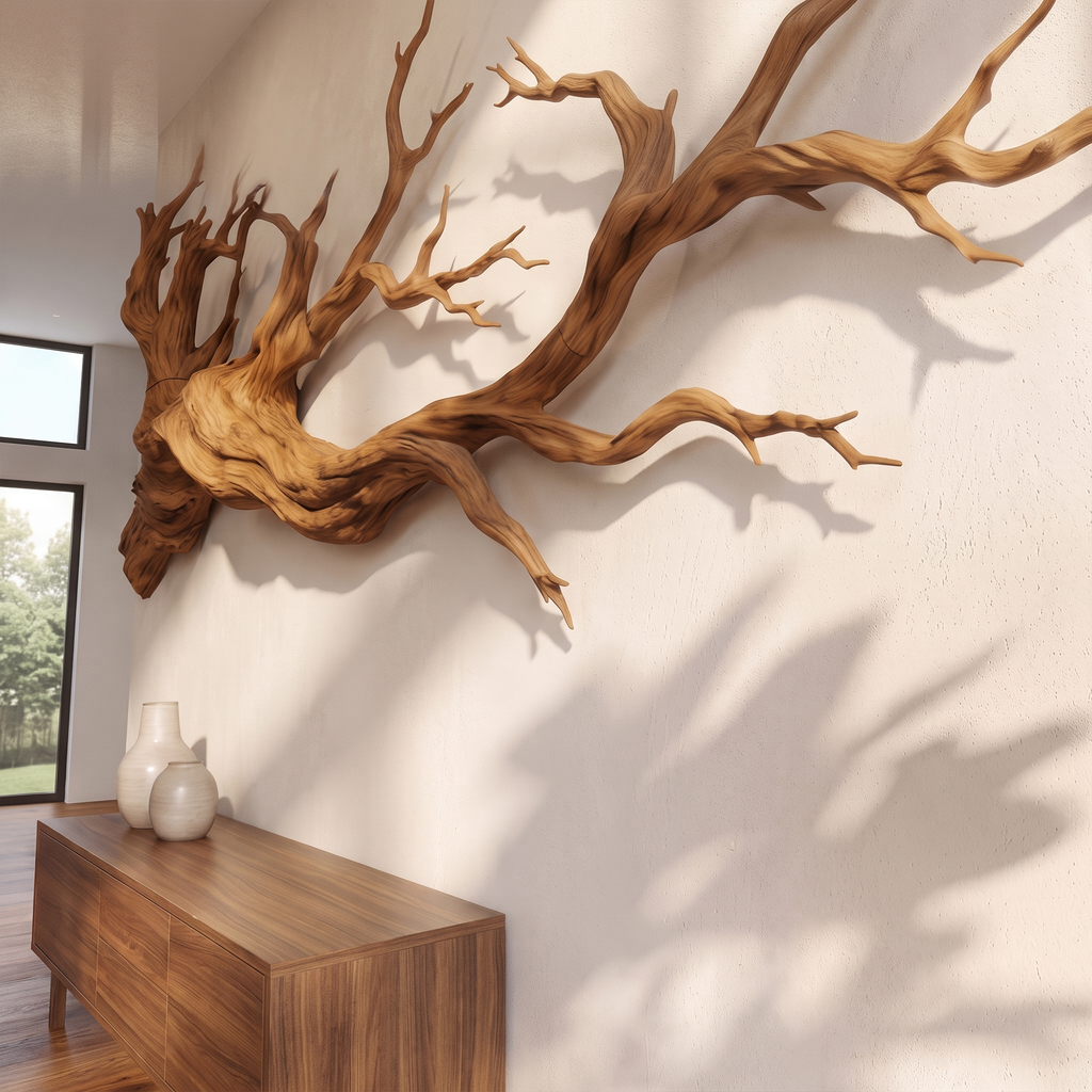 Abstract Tree Limb Solid Wood Wall Art Artistic Interior Accent