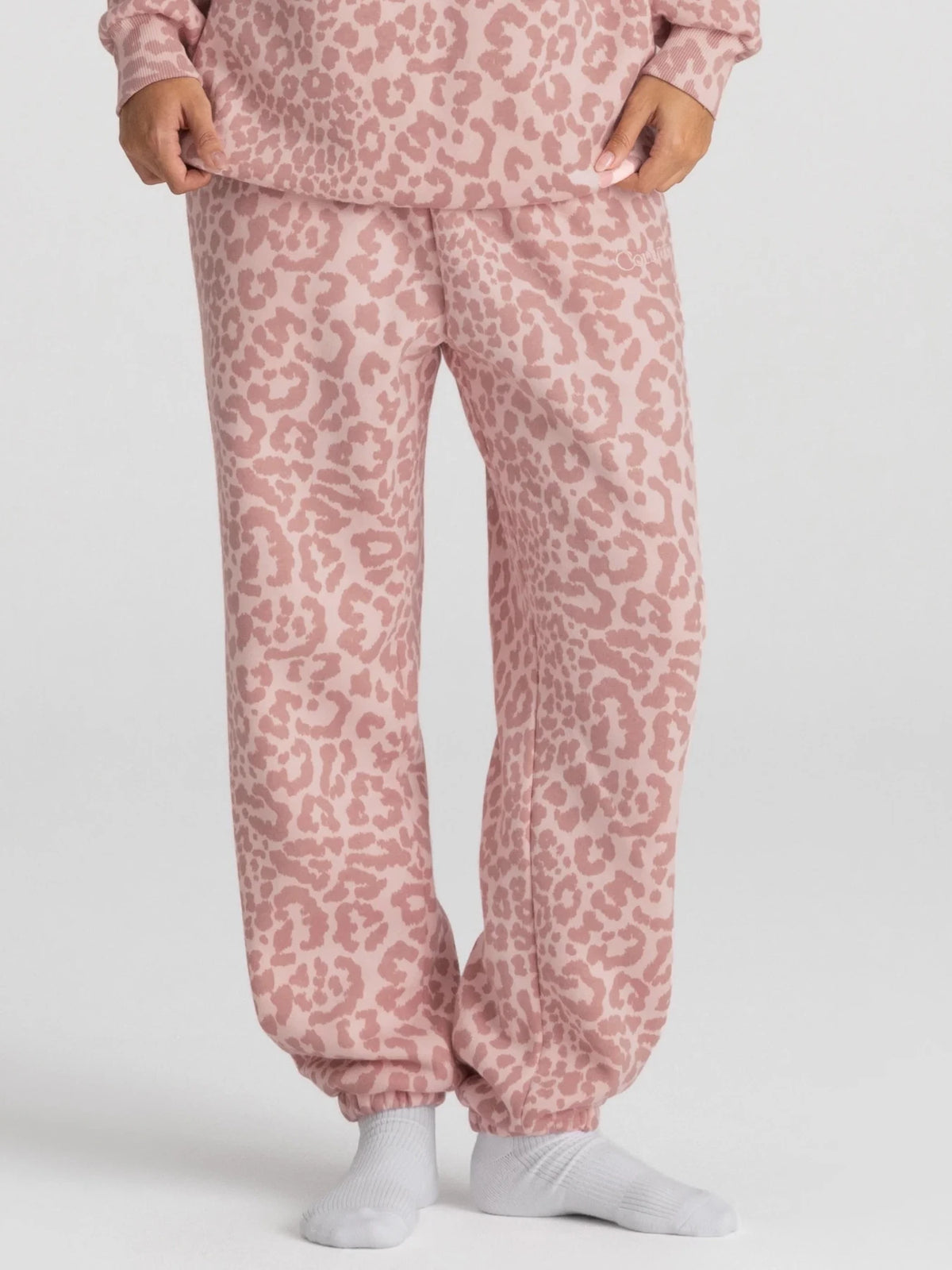 Leopard Print Jogger Sweatpants - Blush