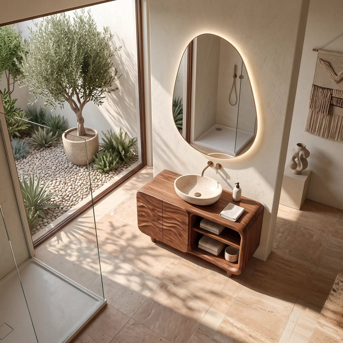 Sculptural Bathroom Vanity Relief Cabinet With Storage For Modern Bathroom