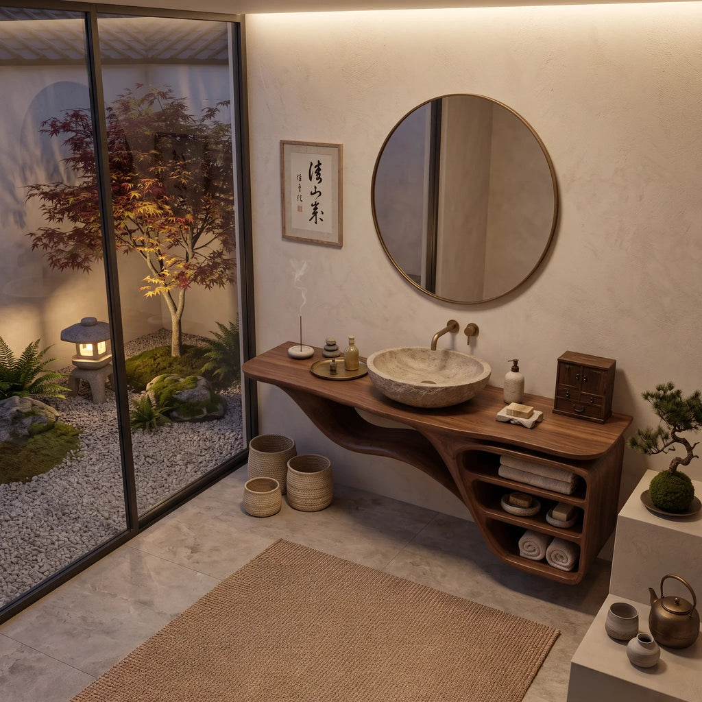 Artisan Floating Bathroom Vanity Flowing Shelves For Luxury Bathroom