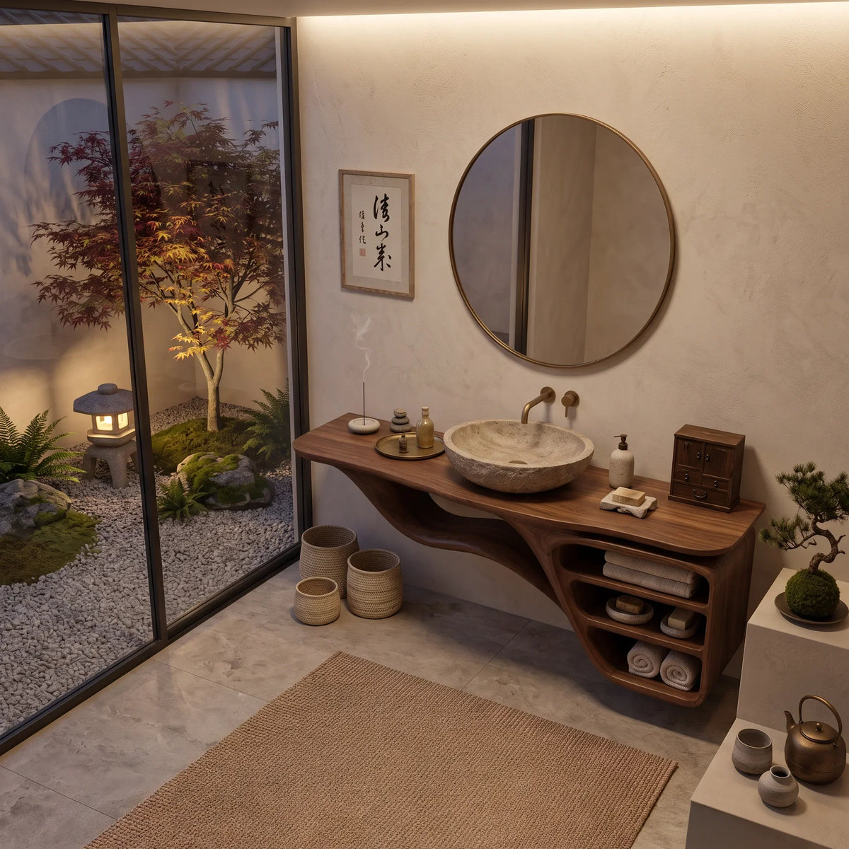 Artisan Floating Bathroom Vanity Flowing Shelves For Luxury Bathroom