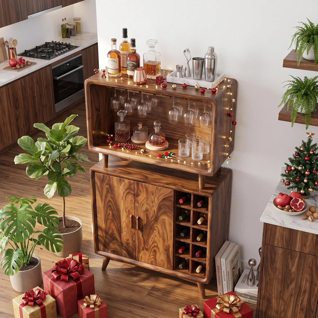 Mid Century Xmas Bar Cabinet Family Living Room