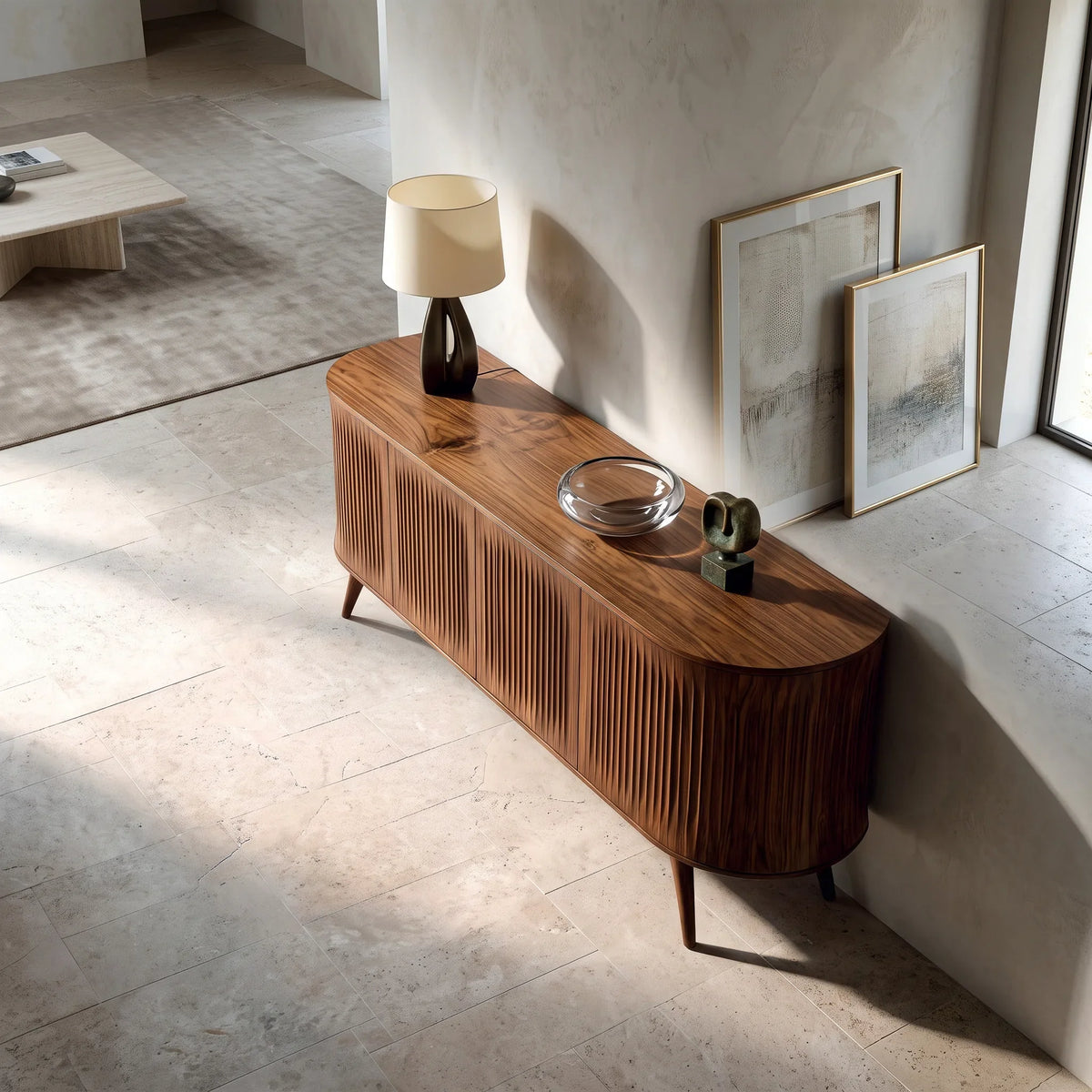Contemporary Fluted Sideboard For Dining Room