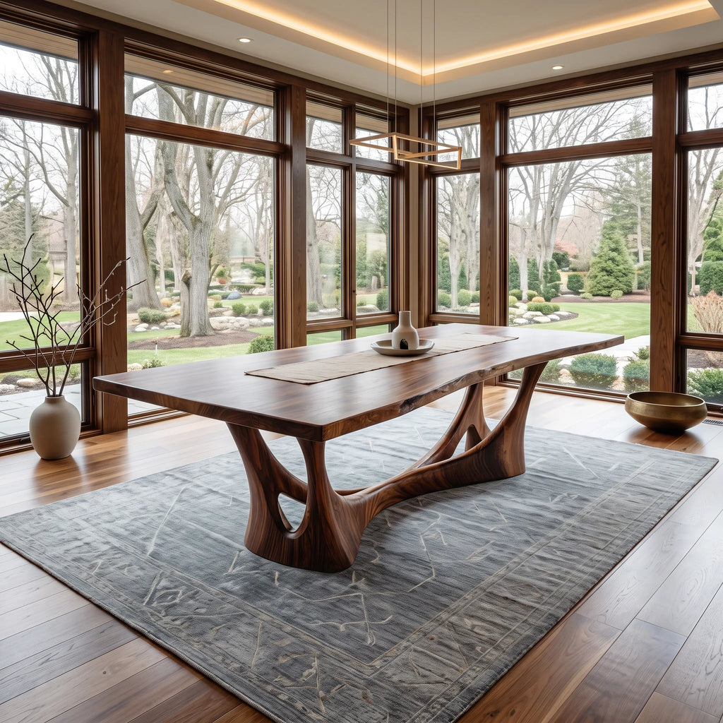Modern Natural Wood Dining Table Sculptural Frame For Dining Room
