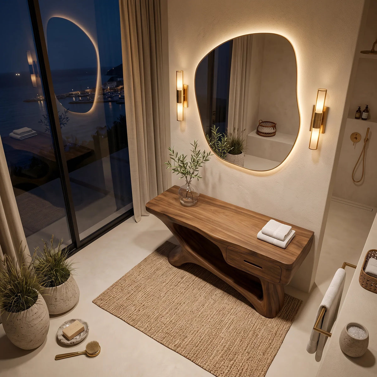 Contemporary Bathroom Vanity Flowing Frame With Drawer For Luxury Ensuite