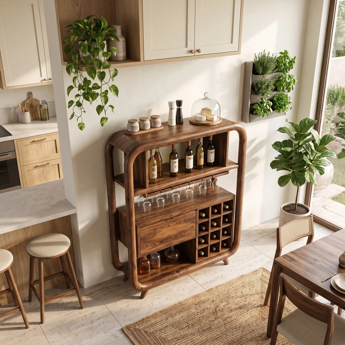 Organic Modern Wine Storage Cabinet Dining Room