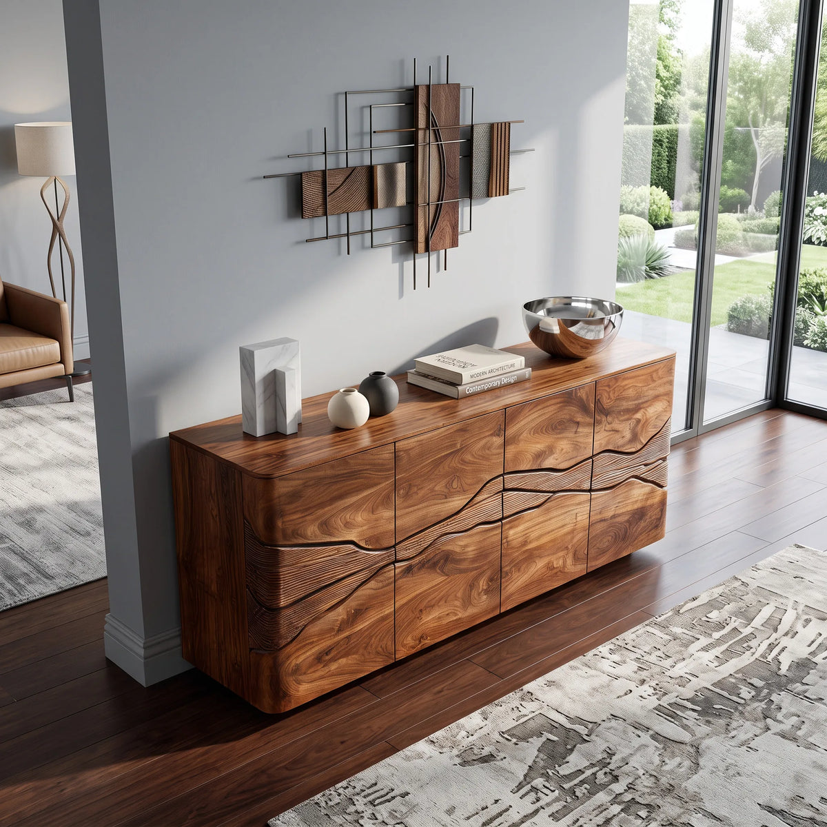 Modern Landscape Carved Sideboard For Dining Area