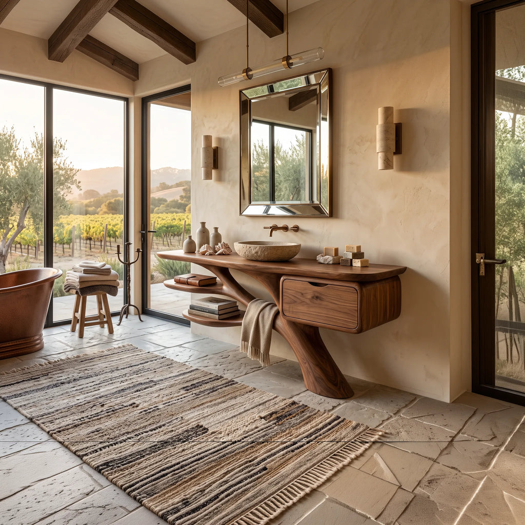 Biophilic Bathroom Vanity Branch Shelves For Luxury Bathroom