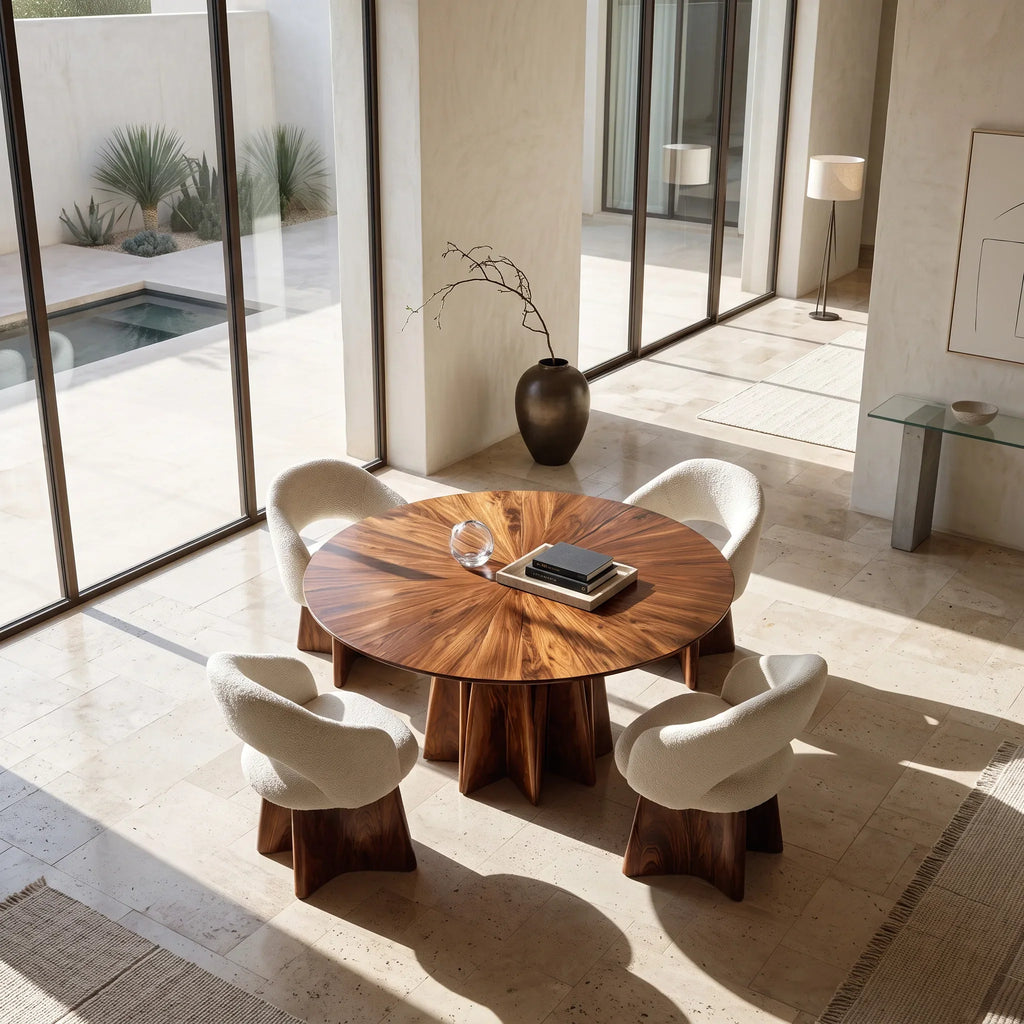 Contemporary Architectural Base Round Dining Table For Dining Room