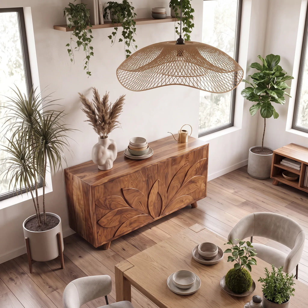 Organic Carved Sideboard Cabinet Living Room
