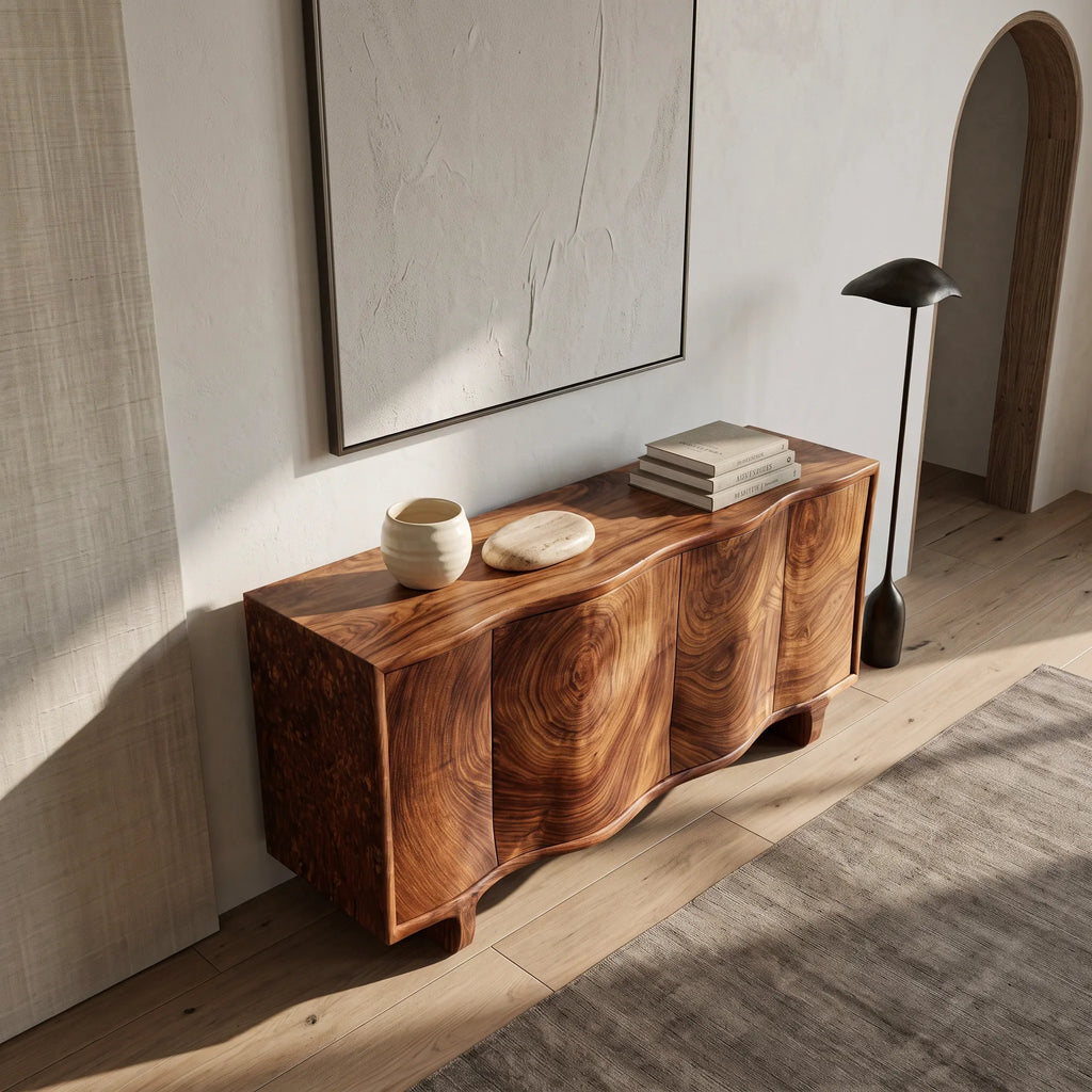 Contemporary Sculpted Front Sideboard For Living Room