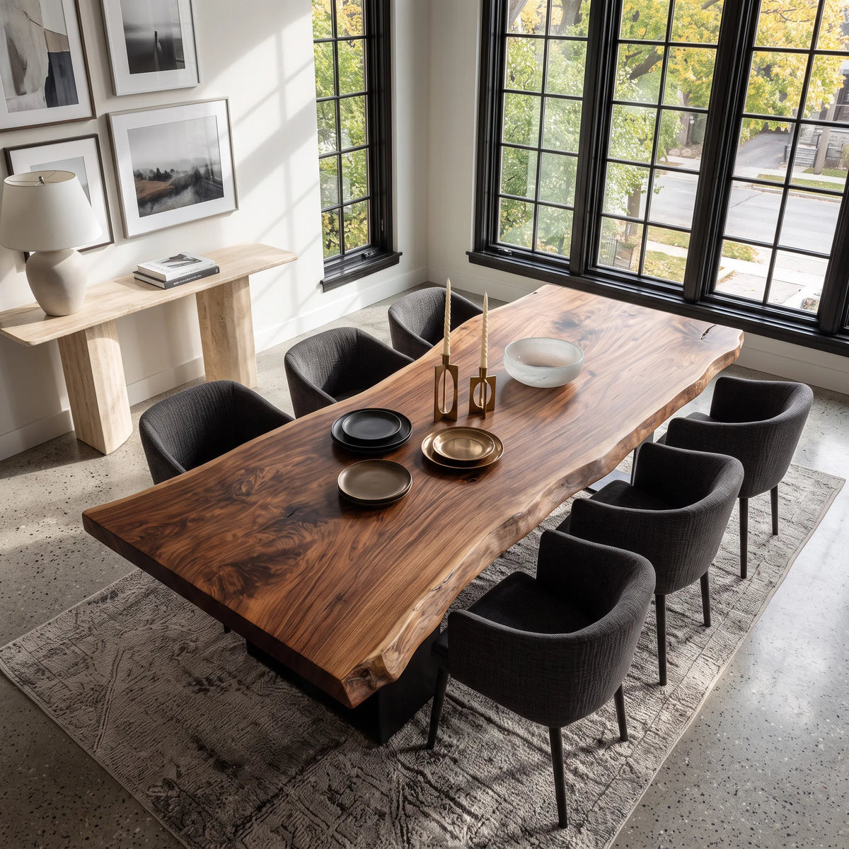 Rustic Live Edge Wood Dining Table For Dining Room