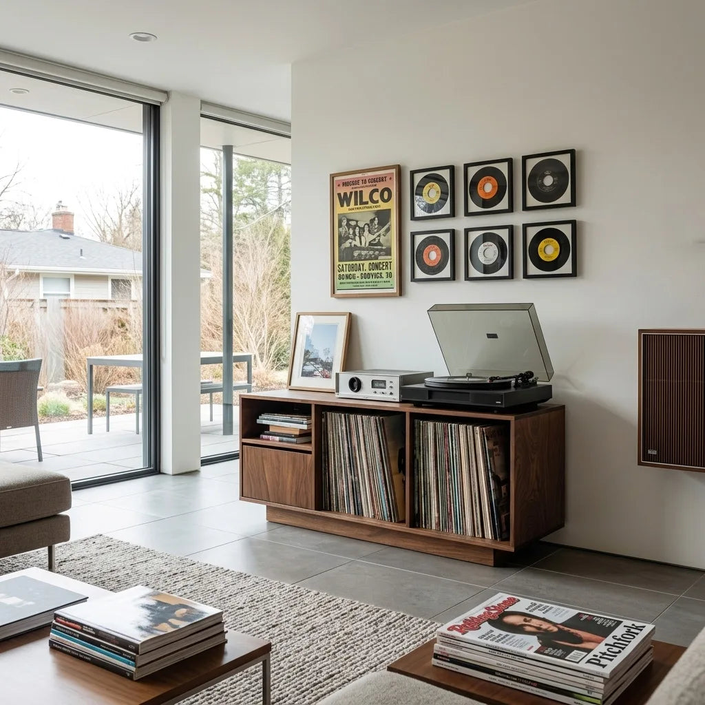 Contemporary Turntable Record Cabinet For Living Room