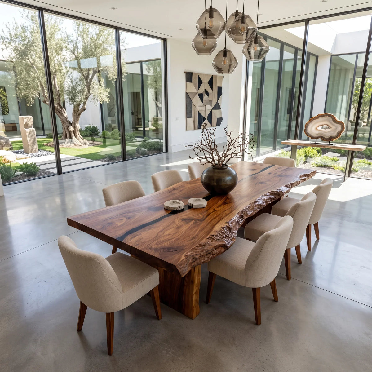Rustic Natural Wood Dining Table Live Edge For Dining Room