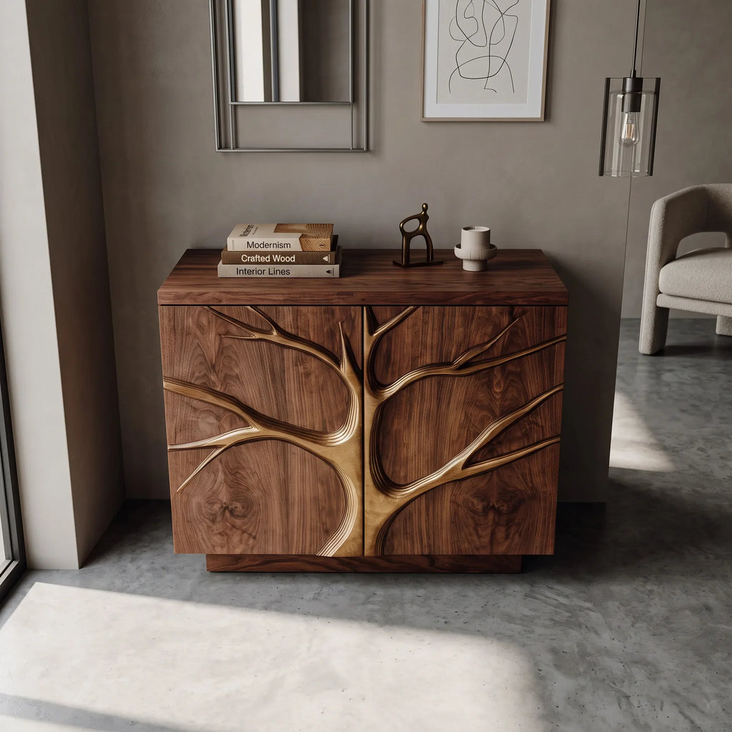 Contemporary Tree Relief Cabinet For Entryway