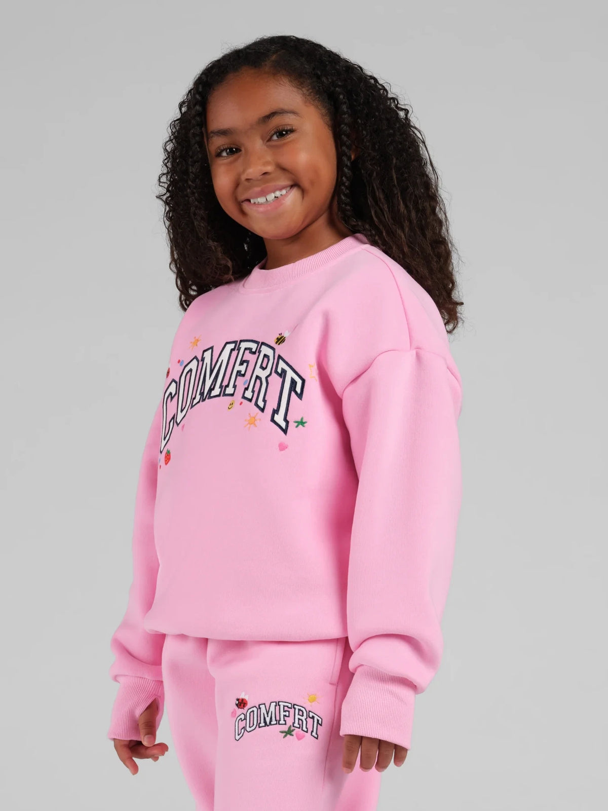 Kids Appliqué Crewneck Sweatshirt - Peony