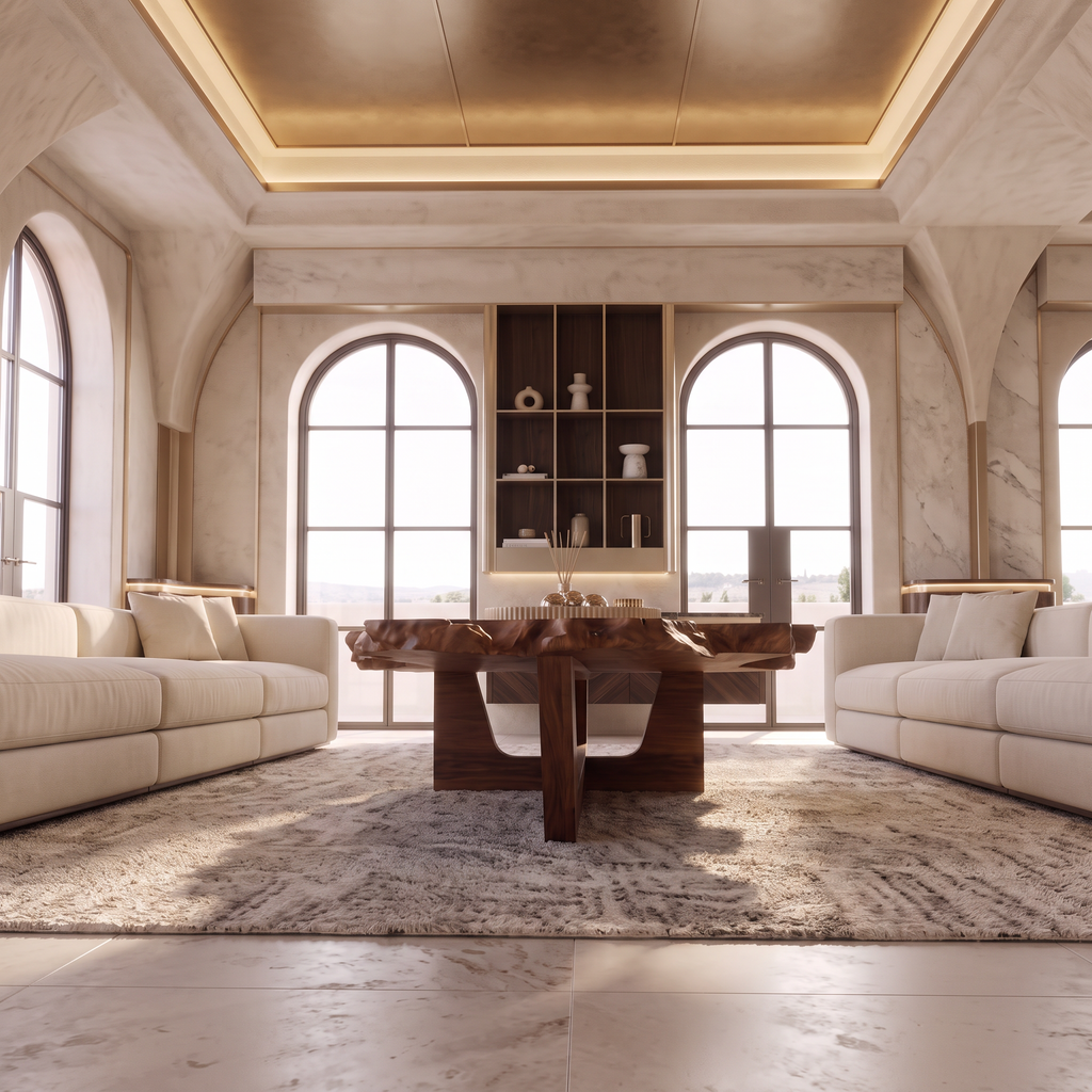 Rustic Wooden Coffee Table With Live Grain Character For Living Room