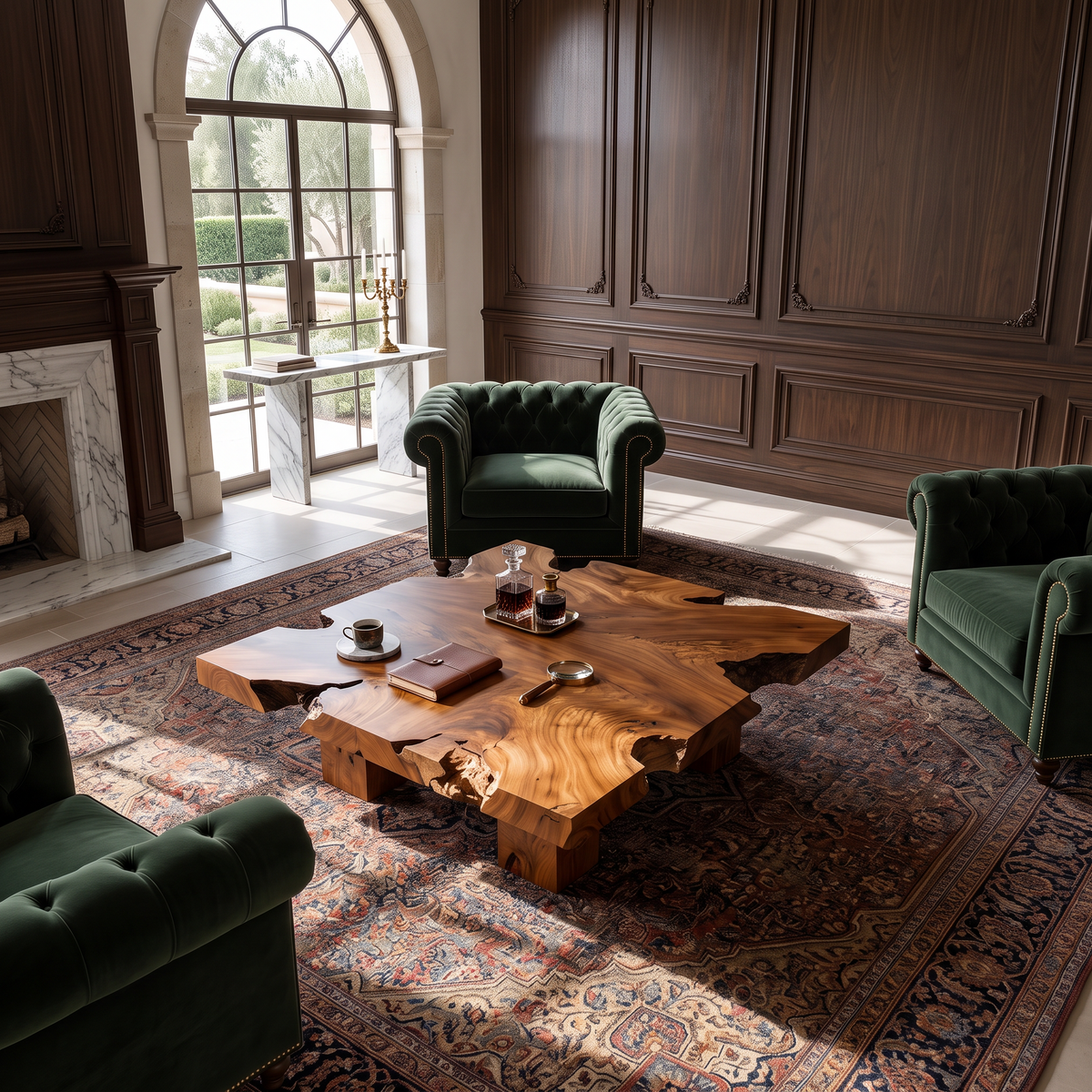 Wooden Coffee Table With Bold Natural Grain Pattern For Lounge