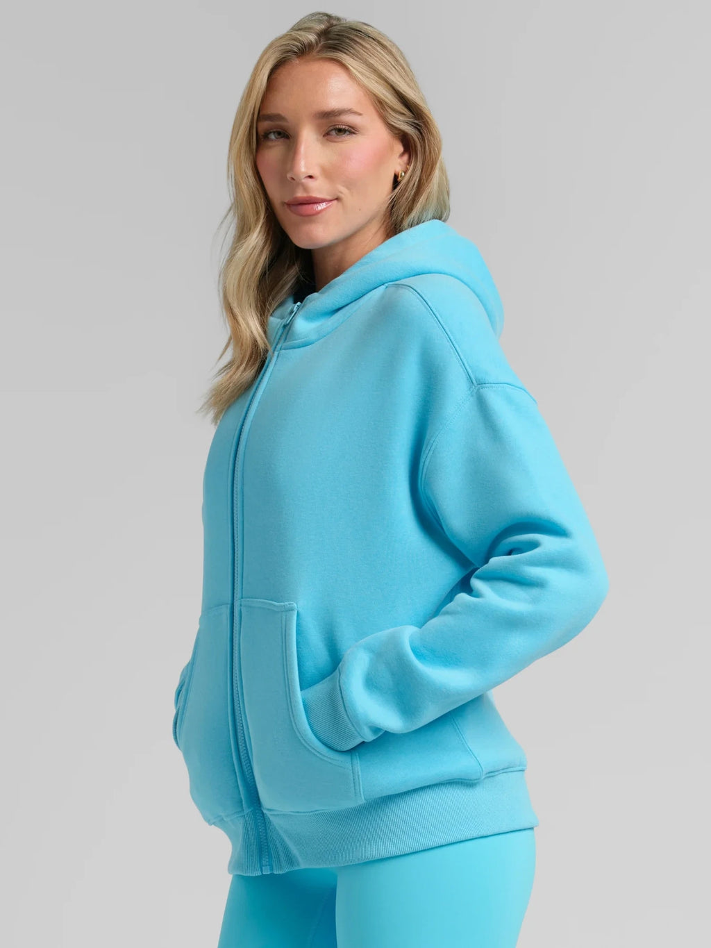 Cropped Zip Hoodie - Blue