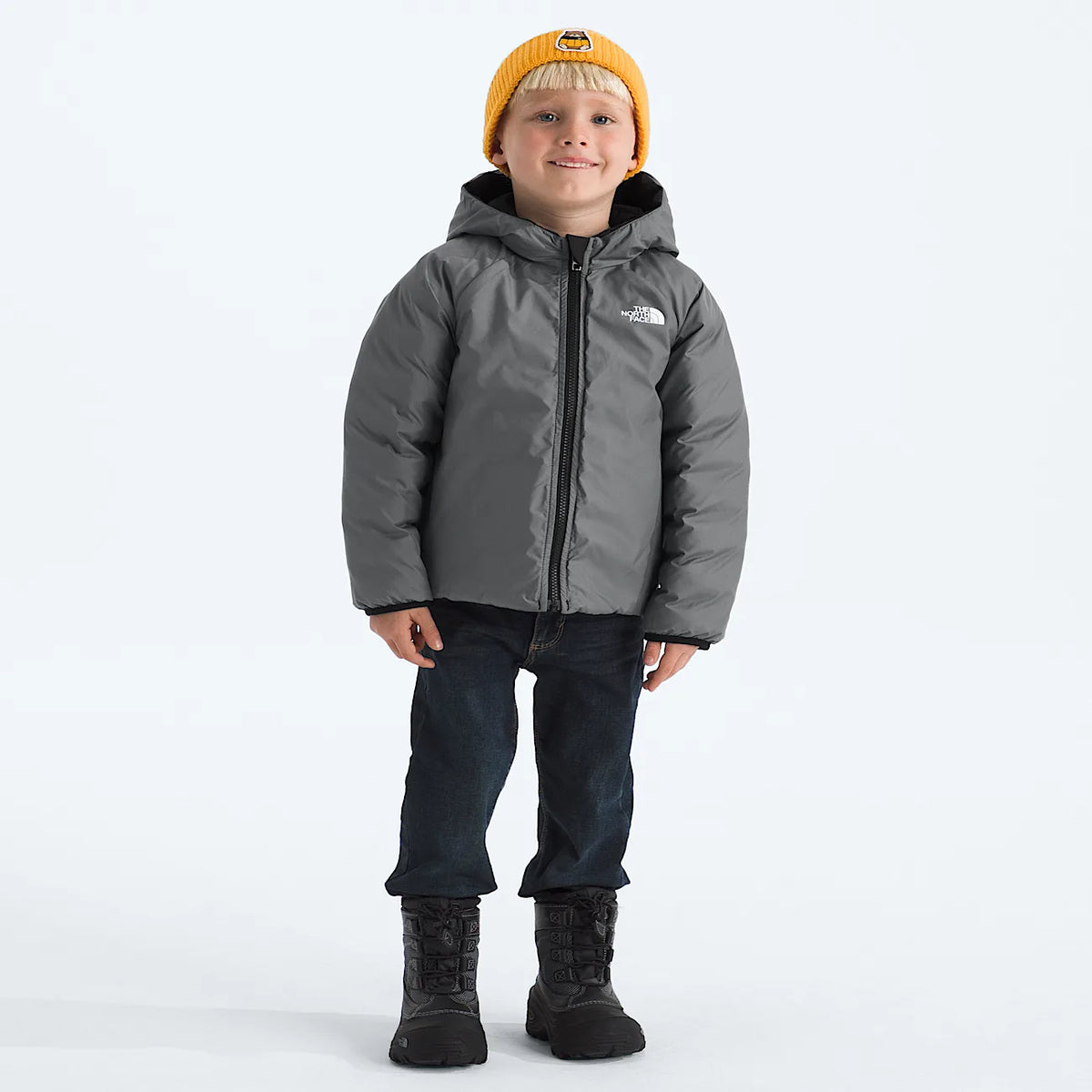 Kids' Reversible Hooded Jacket - Black/Gray