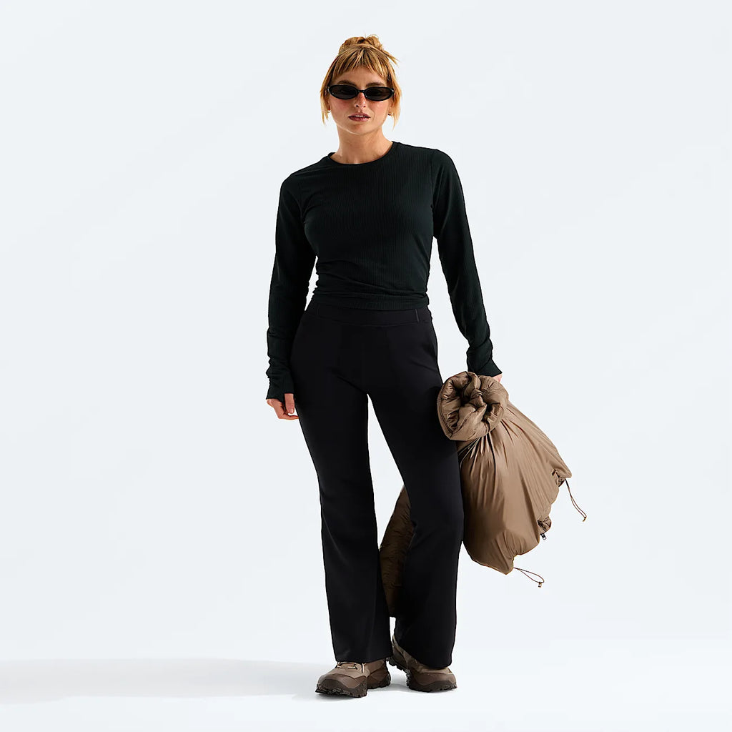 Women's Ribbed Long-Sleeve T-Shirt - Black