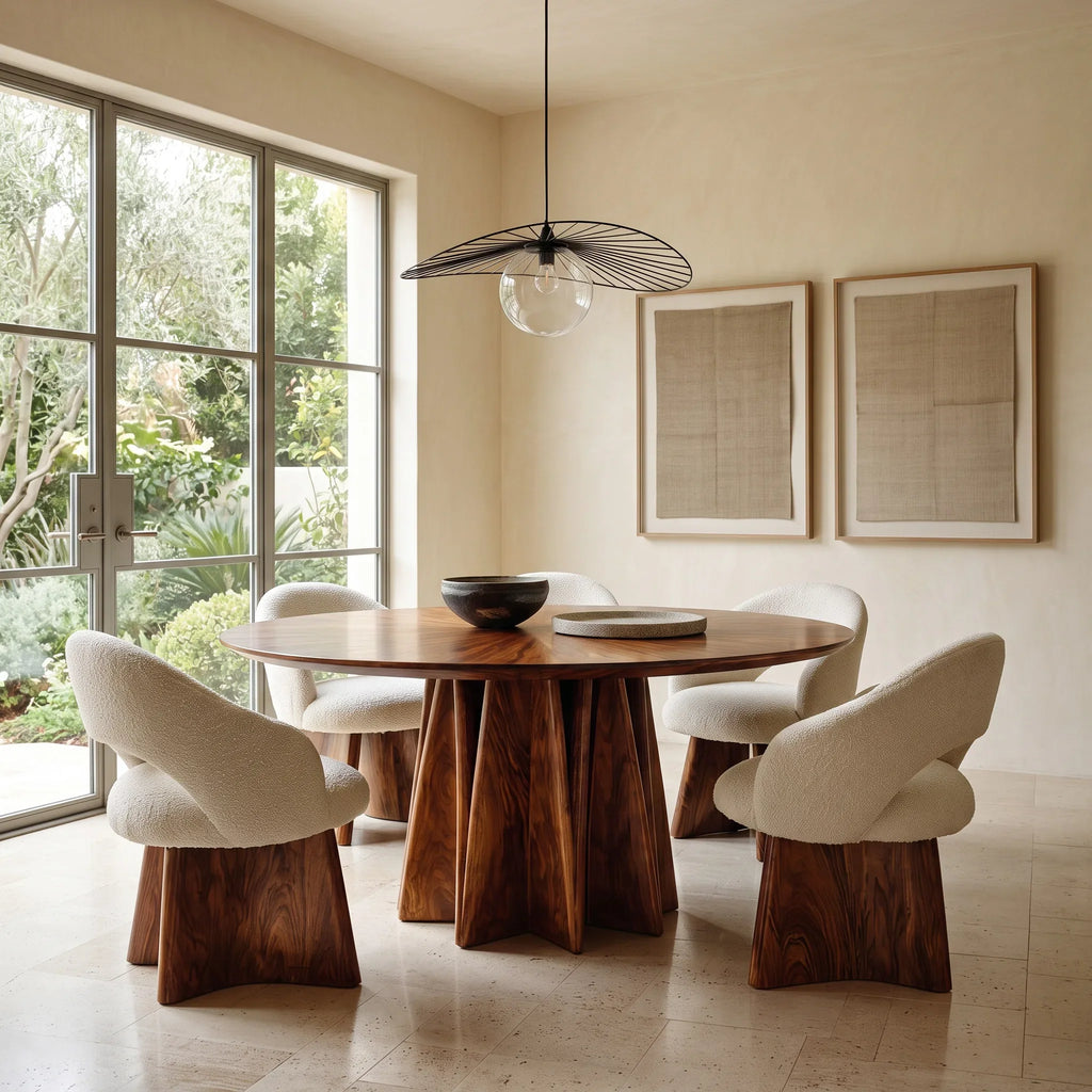 Contemporary Architectural Base Round Dining Table For Dining Room