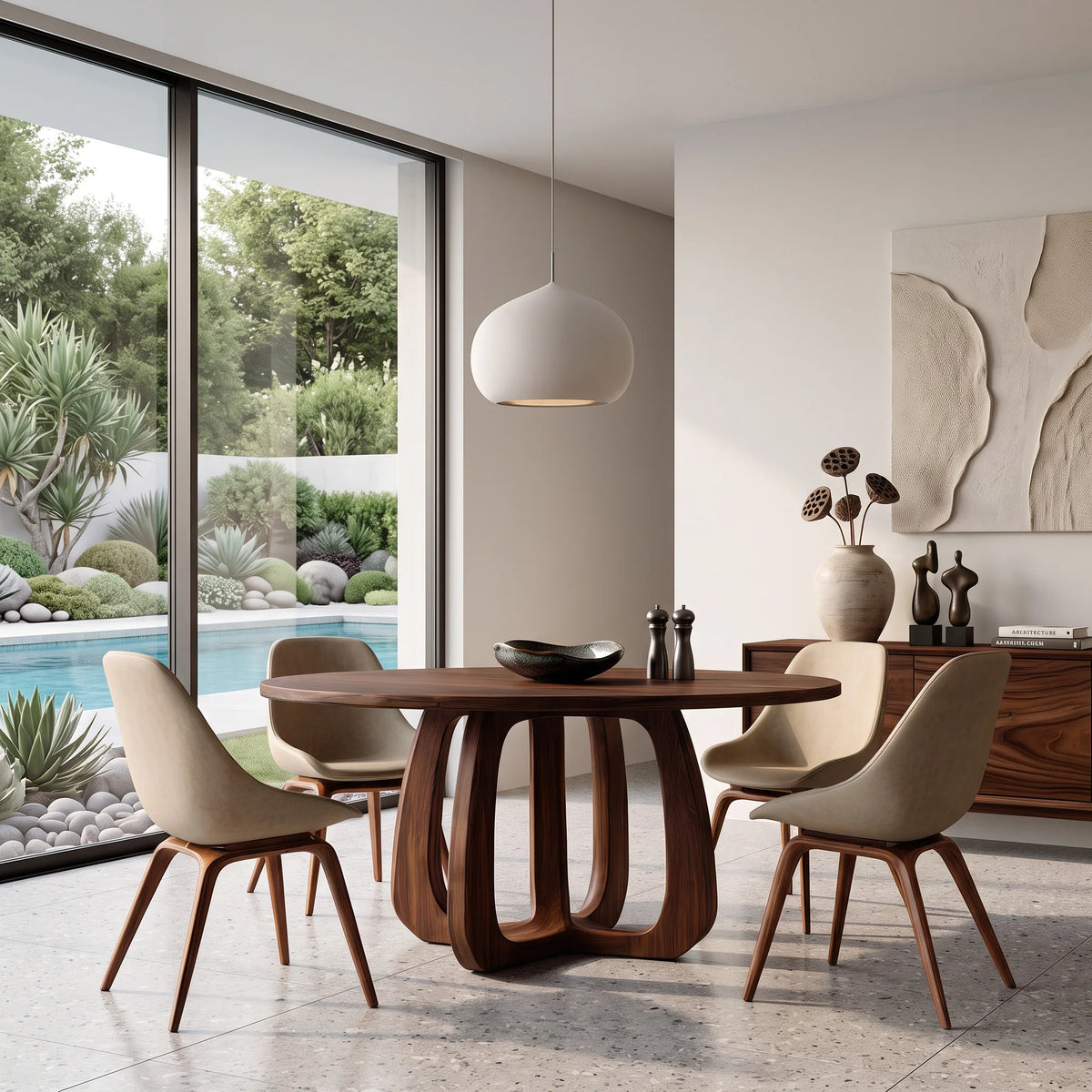 Modern Sculpted Loop Round Dining Table For Dining Room