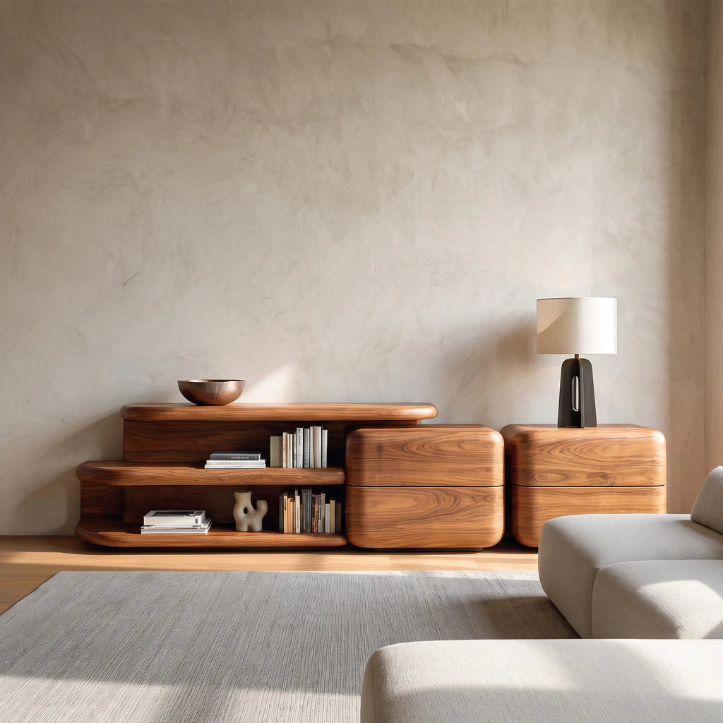 Modern Curved Storage Sideboard For Dining Room