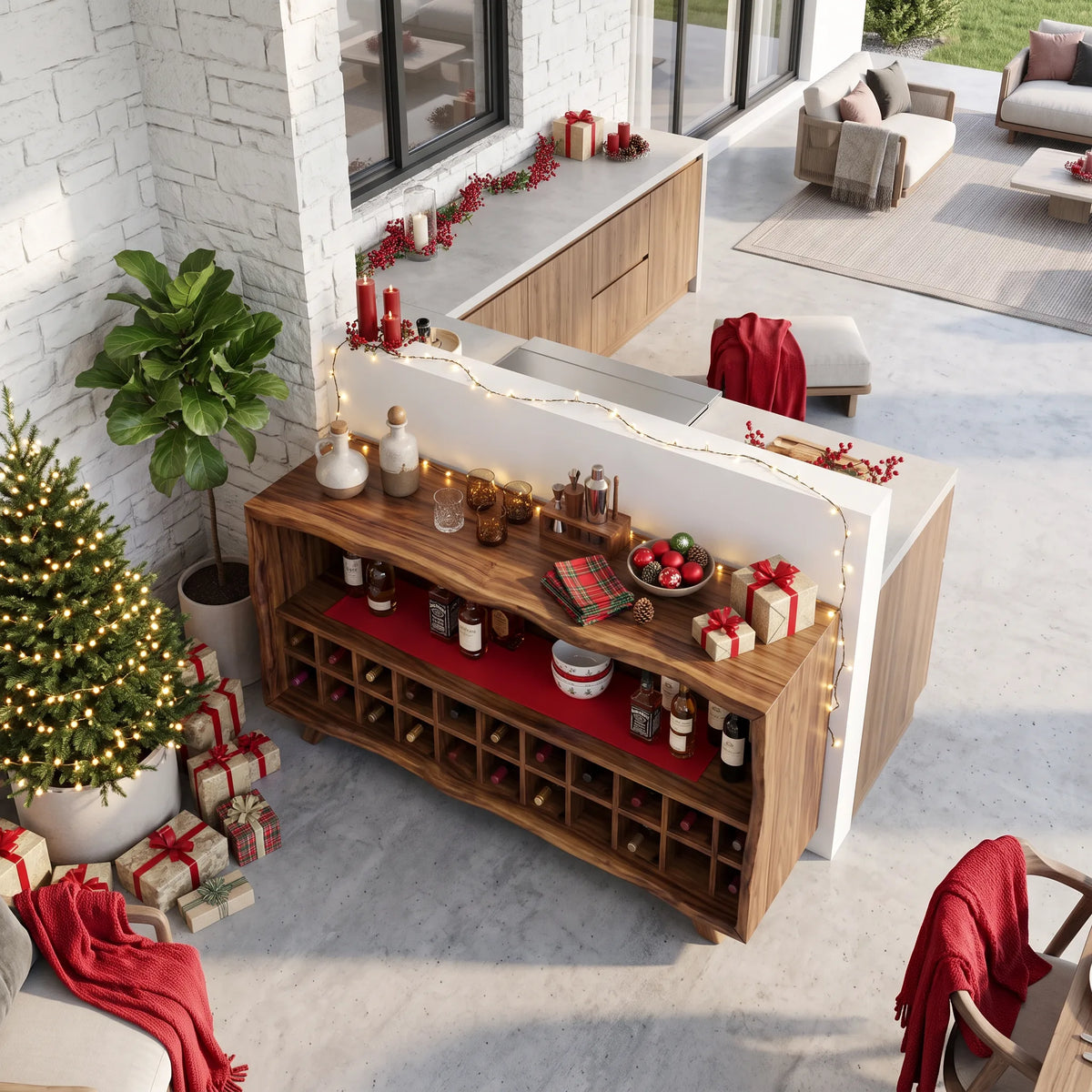 Rustic Christmas Wine Storage Cabinet Modern Dining Room