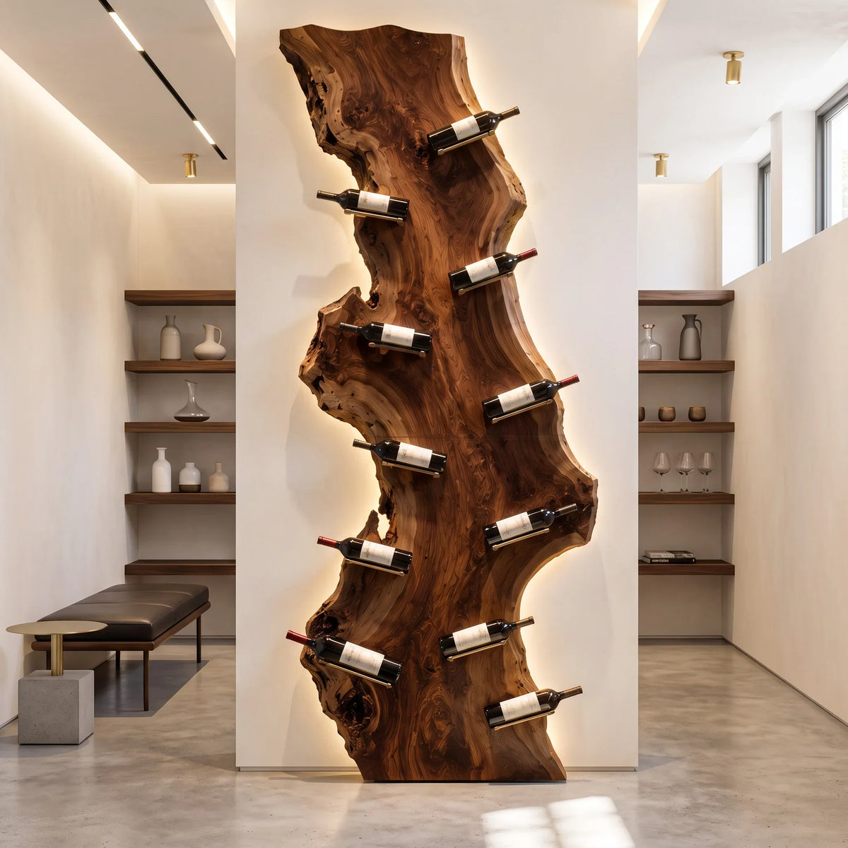 Contemporary Live Edge Wine Rack For Wine Cellar