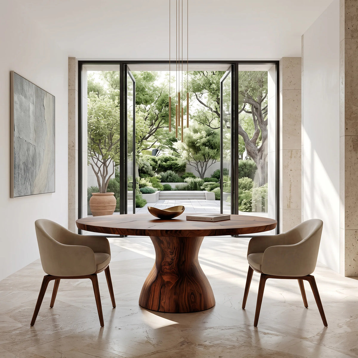 Contemporary Tapered Base Round Dining Table For Dining Room