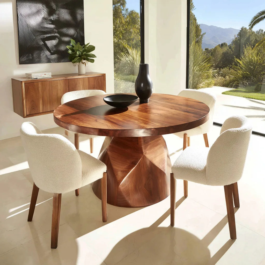 Modern Ribbon Base Round Dining Table For Dining Room