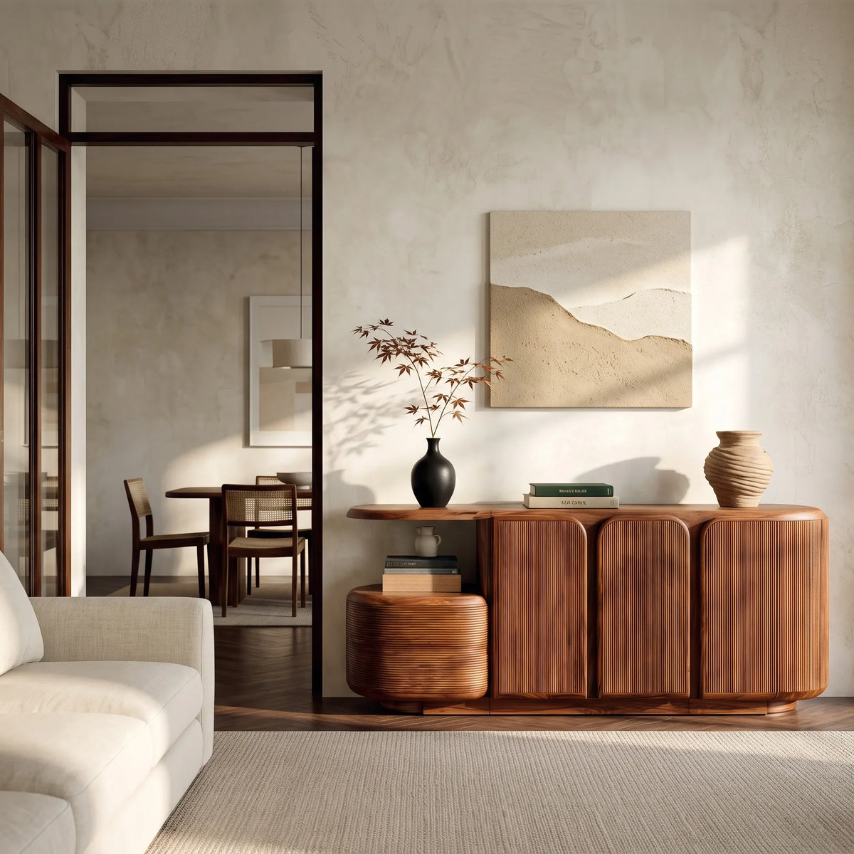 Modern Fluted Cabinet Sideboard For Hallway