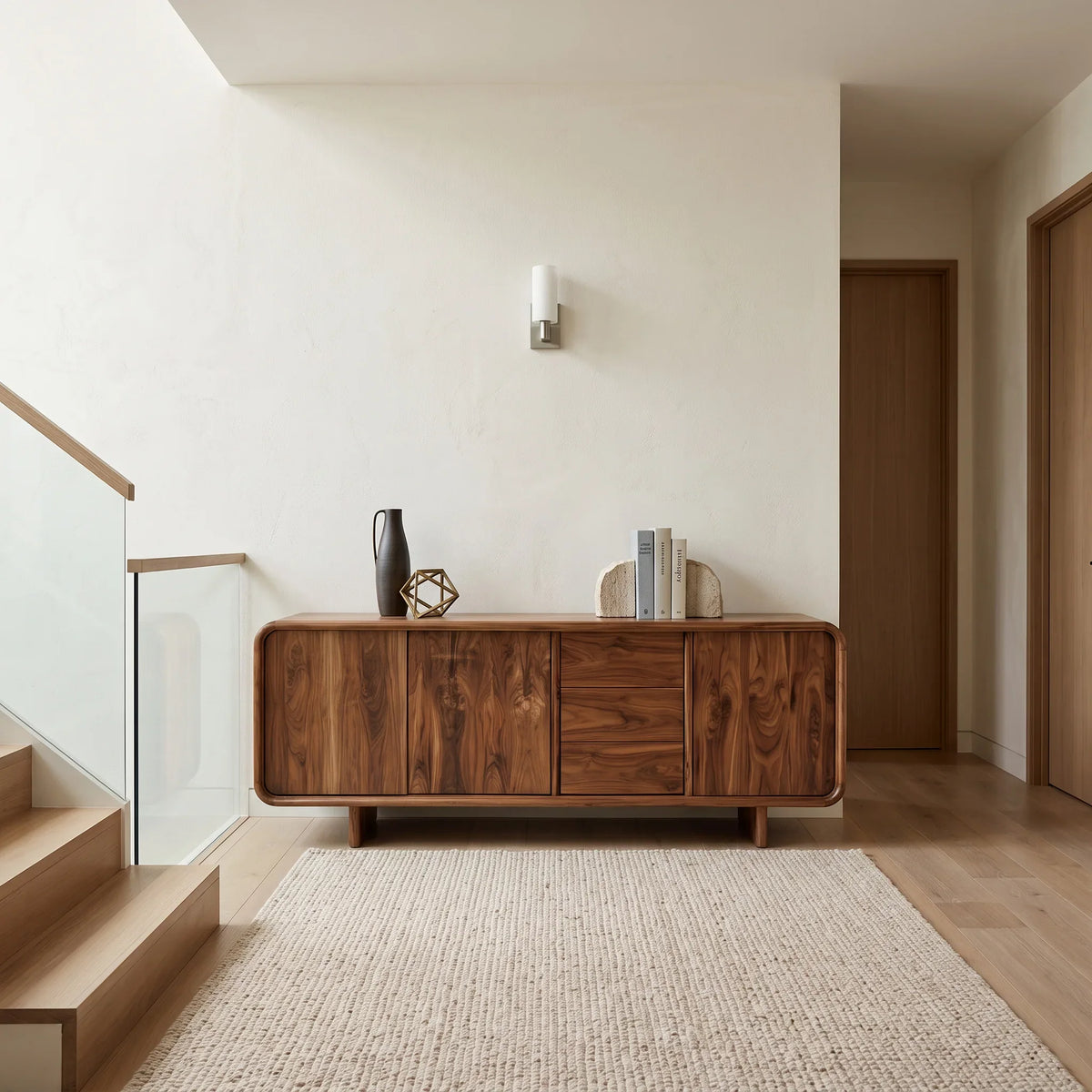 Contemporary Rounded Storage Sideboard For Living Room