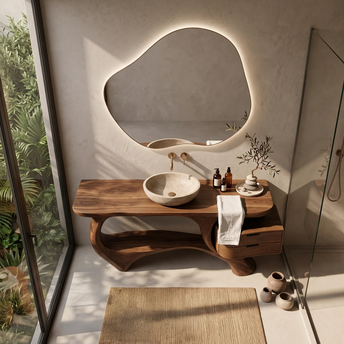 Minimal Bathroom Vanity Sculptural Loop Cabinet For Luxury Homes