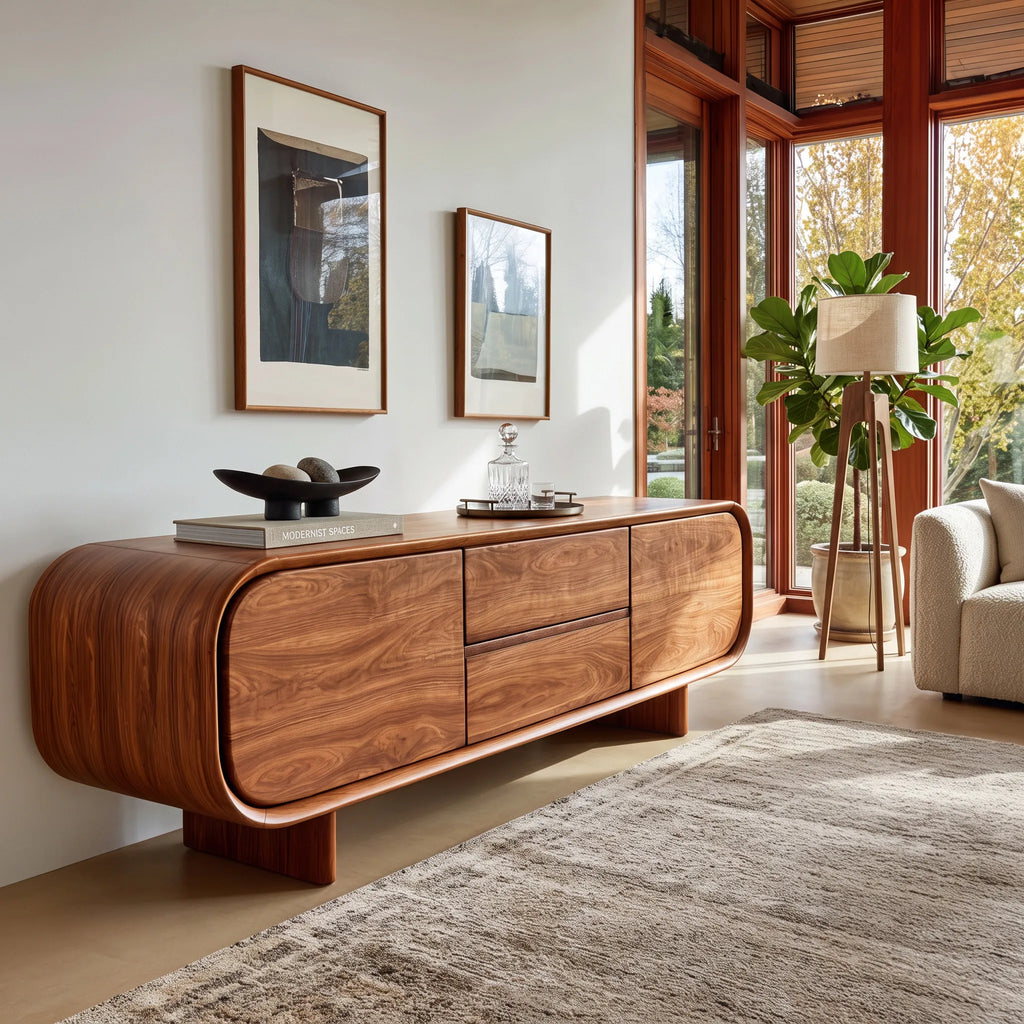 Modern Curved Storage Sideboard For Family Room