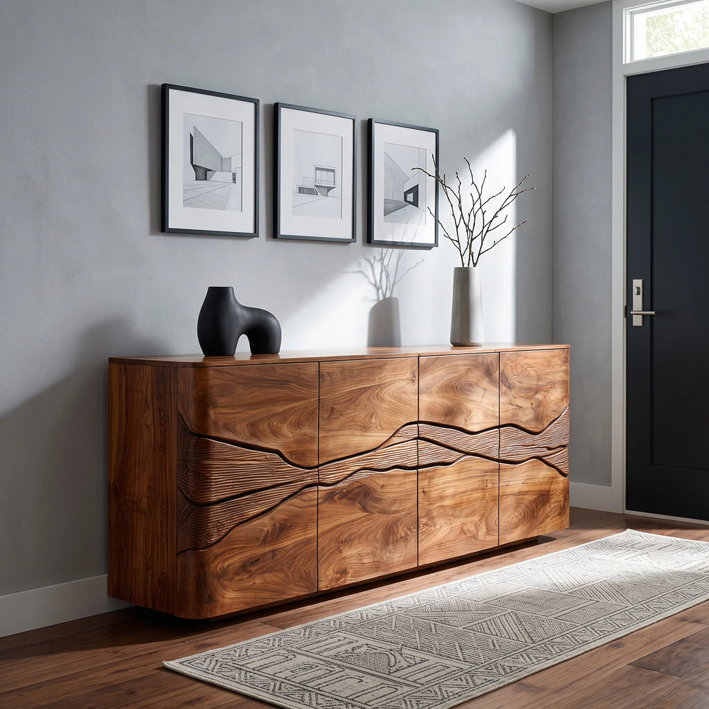Modern Landscape Carved Sideboard For Dining Area