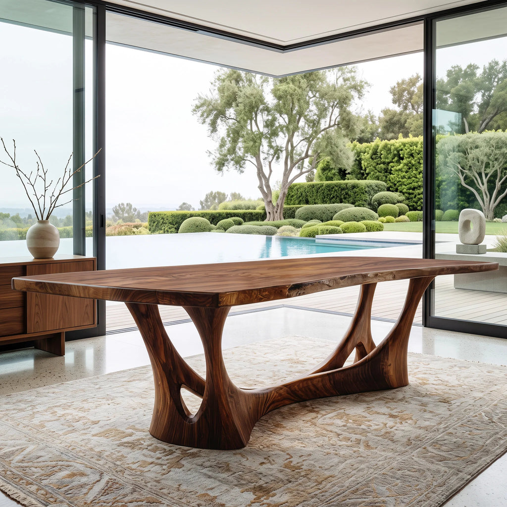 Modern Natural Wood Dining Table Sculptural Frame For Dining Room